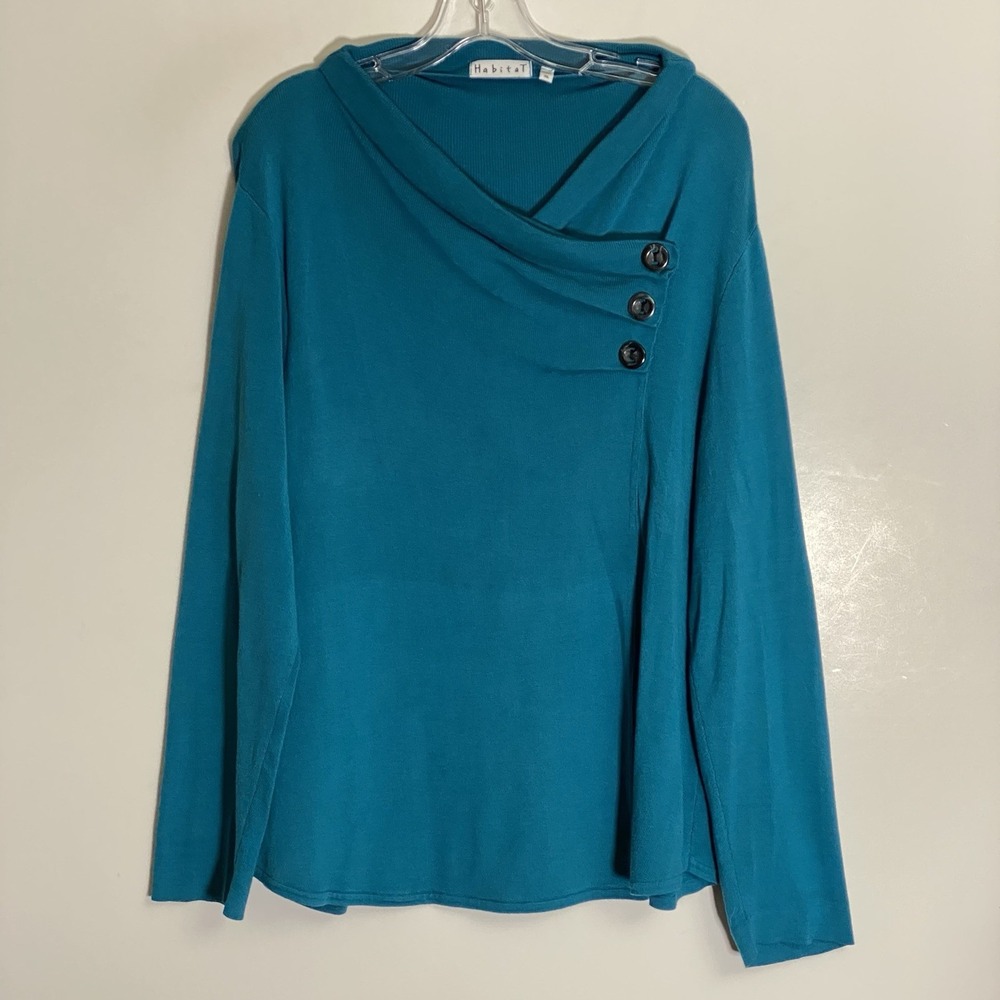 Habitat Top Womens XL Blue Classy Modern Minimalist Lagenlook Modest Pentecostal